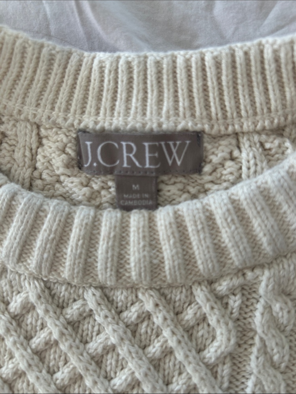 J. Crew Off-White Cable Knit Crewneck Sweater - Picture 2 of 4